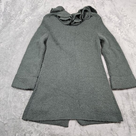 Soft Surroundings Cardigan Womens Small Green Alpaca Wool Blend Rosette Neck - Picture 6 of 8